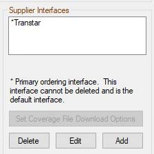 Transtar supplier interface