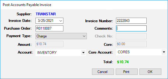 Post accounts payable invoice