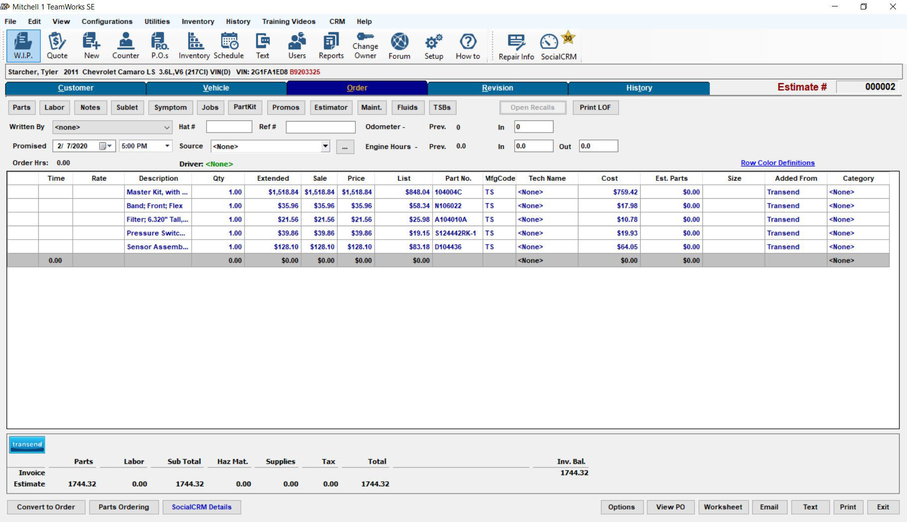 Integrate Transend and Mitchell1 Manager SE
